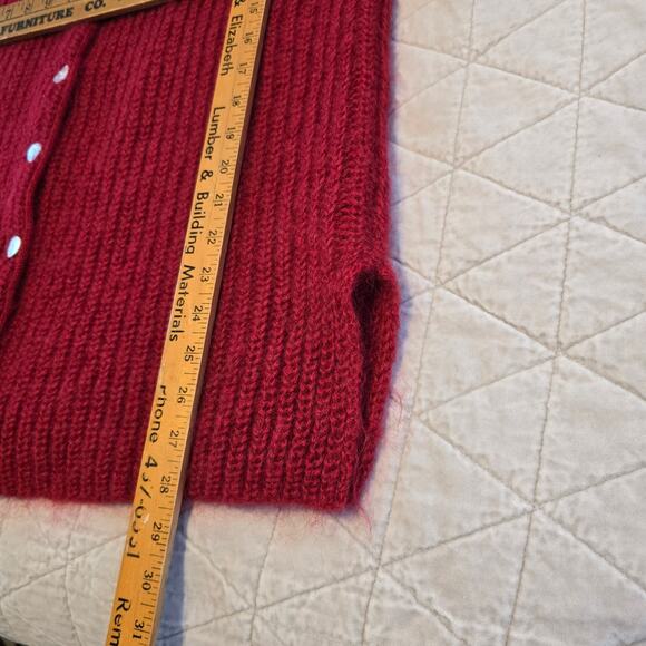Vintage Moda Int'l Cardigan Womens M Red Mohair Blend 90s Minimalist Preppy - Picture 8 of 8